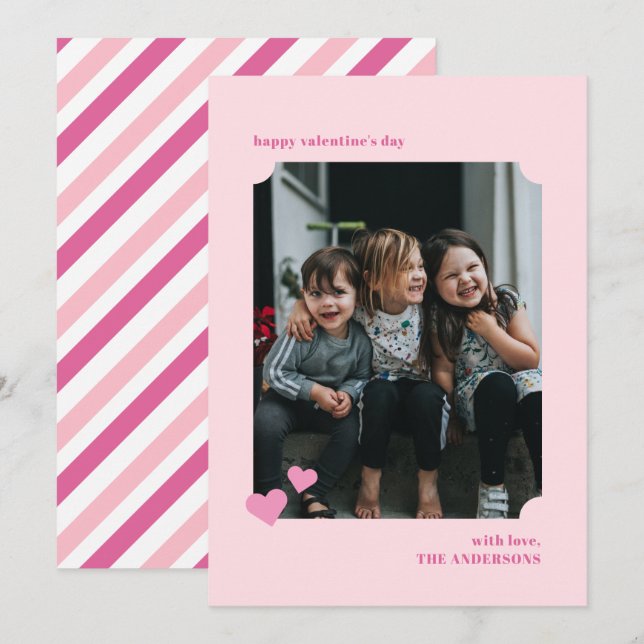Simple Hearts Biljett Ram Valentine's Photo Card Inbjudningar (Fram/baksida)