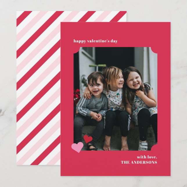 Simple Hearts Biljett Ram Valentine's Photo Card Inbjudningar (Fram/baksida)