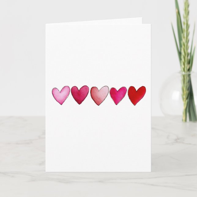 Simple Hearts Hand Drawn Minimalistic Valentine's  Kort (Framsida)