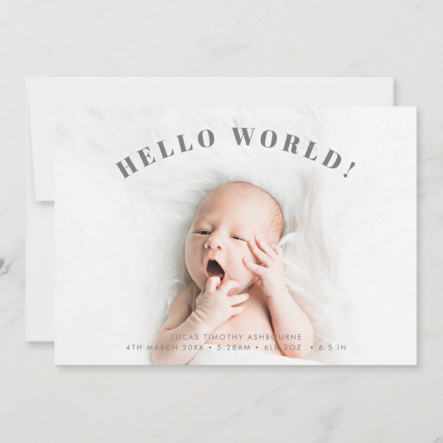 Simple Hej World Photo Polka Birth Meddelande (Framsida)