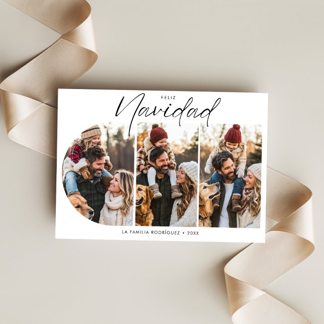 Simple Hispanic jul Feliz Navidad Photo Red Julkort (Skapare uppladdad)