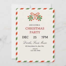 Simple Holly Christmas Party Invitation Inbjudningar