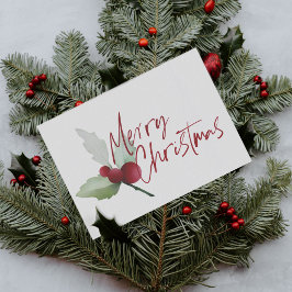 Simple Holly och Berries God jul Helgkort