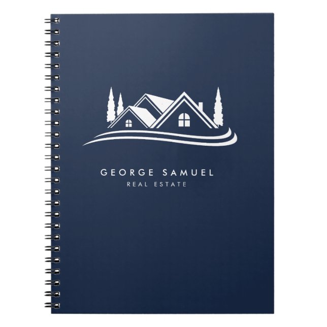 Simple Home Logo Navy Blue Realtor, Real Estate Anteckningsbok (Framsidan)