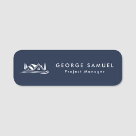 Simple Home Logo Navy Blue Realtor, Real Estate Namnbricka