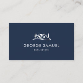 Simple Home Logo Navy Blue Realtor, Real Estate Visitkort