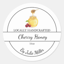 Simple Homemade Cherry infused Honey Label Runt Klistermärke