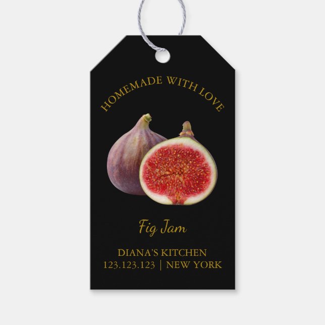 Simple Homemade Fig Sylt Hopp Märkre l Black Presentetikett (Framsidan)