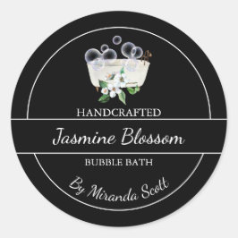 Simple Homemade Jasmine Bubble Bath-etikett Runt Klistermärke