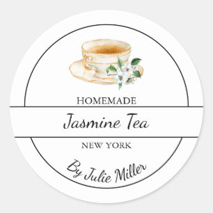 Simple Homemade Jasmine Tea Label Runt Klistermärke