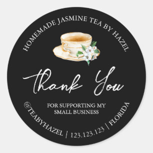 Simple Homemade Jasmine Tea Tack Label Runt Klistermärke