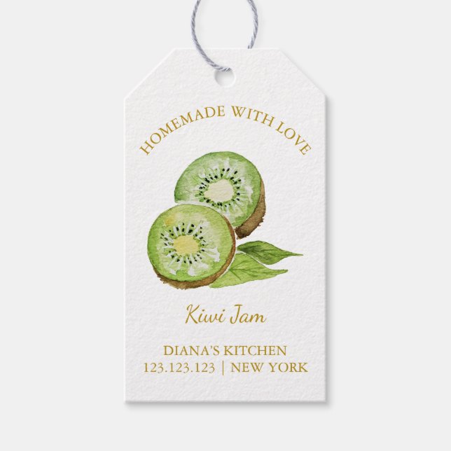 Simple Homemade Kiwi Sylt hang Märkre l White Presentetikett (Framsidan)