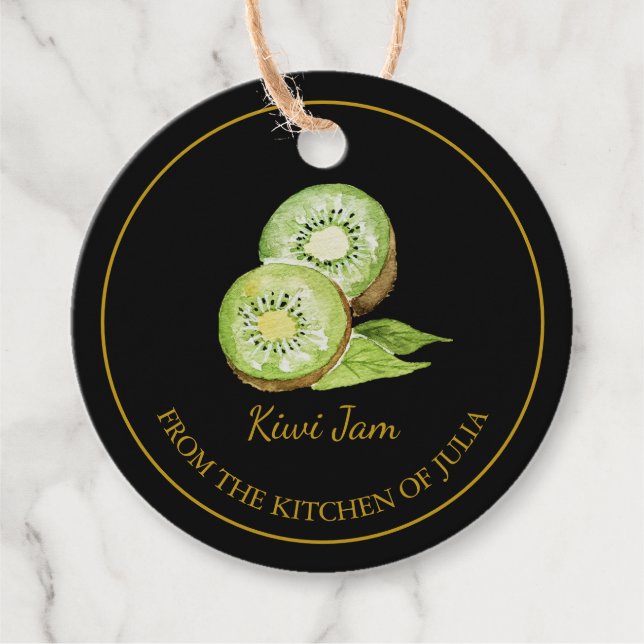 Simple Homemade Kiwi Sylt hängMärkre l Black Gåvor Etiketter (Framsida)