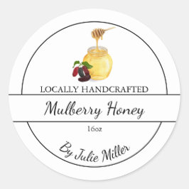 Simple Homemade Mulberry infused Honey Label Runt Klistermärke