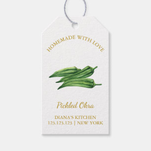 Simple Homemade Okra Pickle Hopp Märkre l White Presentetikett