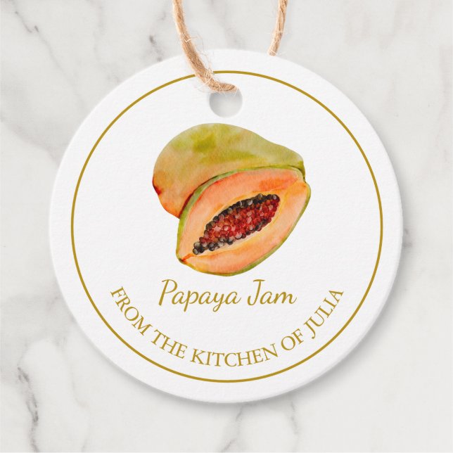 Simple Homemade Papaya Sylt hang Märkre l White Gåvor Etiketter (Framsida)