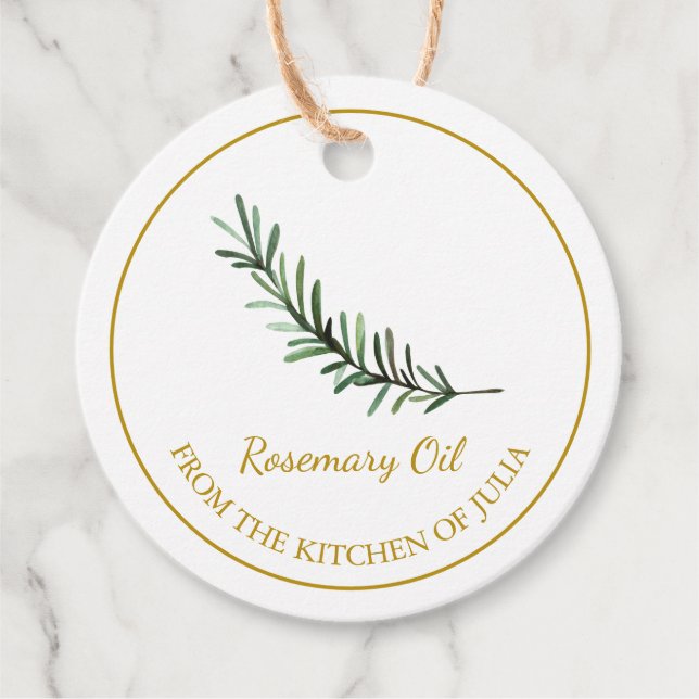 Simple Homemade Rosemary Oil hang Märkre l White Gåvor Etiketter (Framsida)