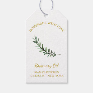 Simple Homemade Rosemary Oil hang Märkre l White Presentetikett