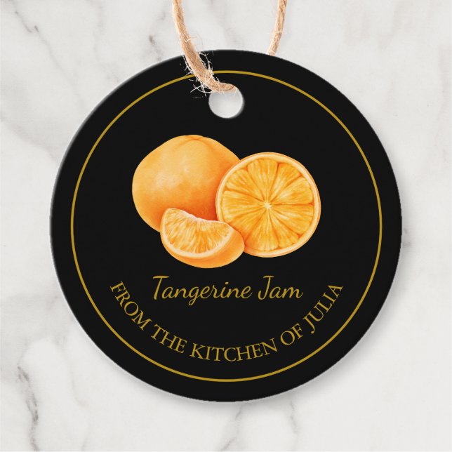 Simple Homemade Tangerine Sylt hang Märkre l Black Gåvor Etiketter (Framsida)