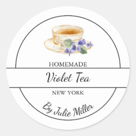 Simple Homemade Violet Tea Label Runt Klistermärke
