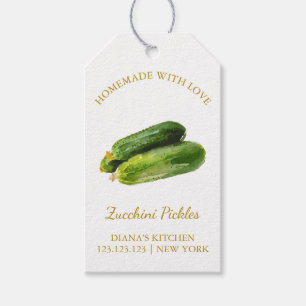 Simple Homemade Zucchini Pickle Hopp Märkre White Presentetikett