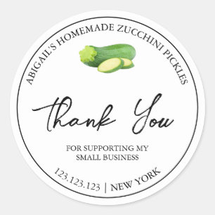 Simple Homemade Zucchini Pickle Tack Label Runt Klistermärke