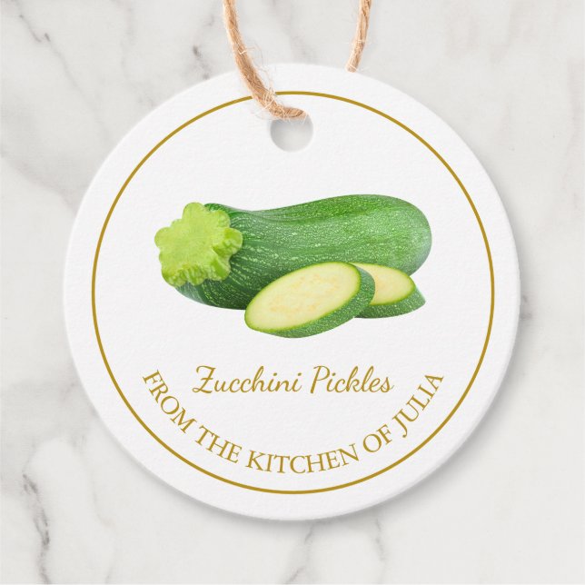 Simple Homemade Zucchini Pickles Hopp Märkre Gåvor Etiketter (Framsida)