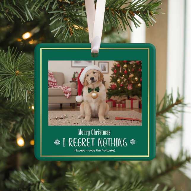 Simple Humor Funny Cute Dog Photo Christmas Julgransprydnad Keramik (Skapare uppladdad)