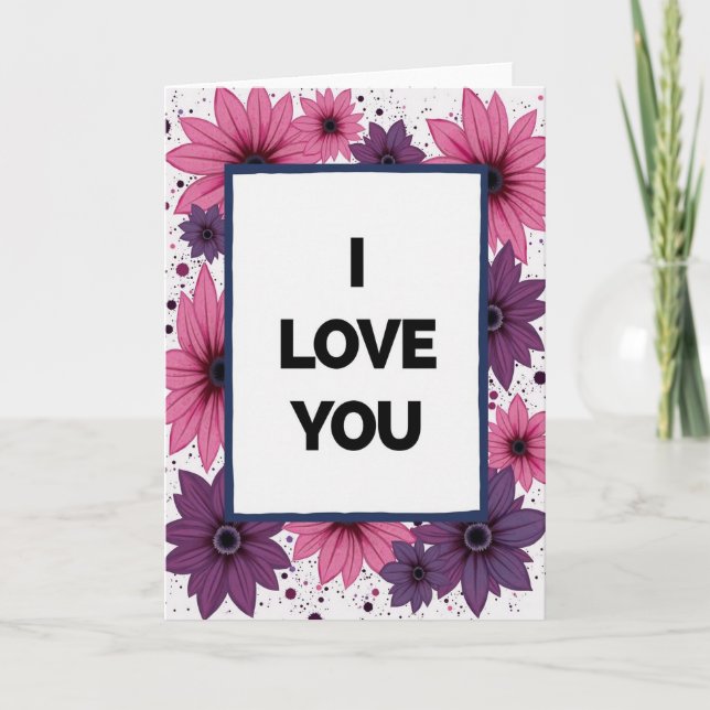 Simple I Love You Flower Card Kort (Framsida)