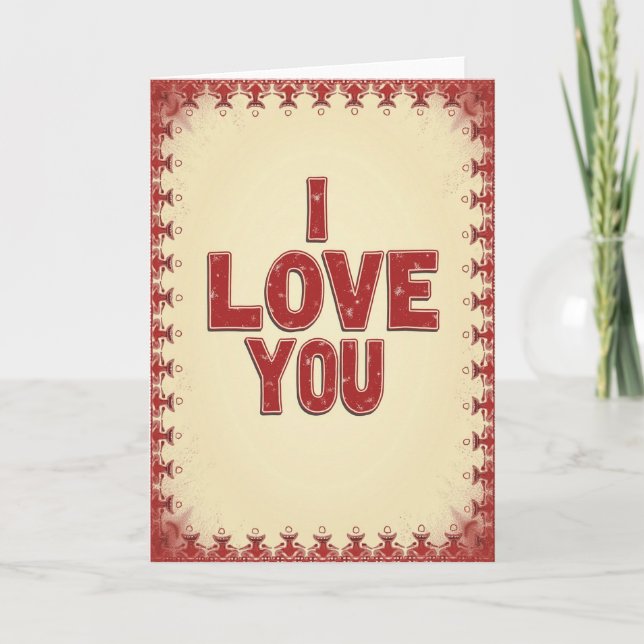 Simple I Love You Patterned Card Kort (Framsida)