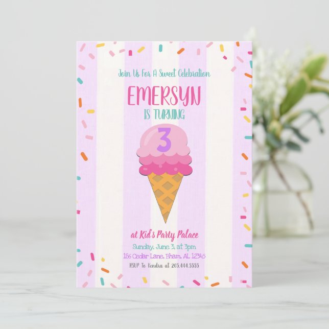 Simple Ice Cream Party-inbjudan Inbjudningar (Stående Fram)