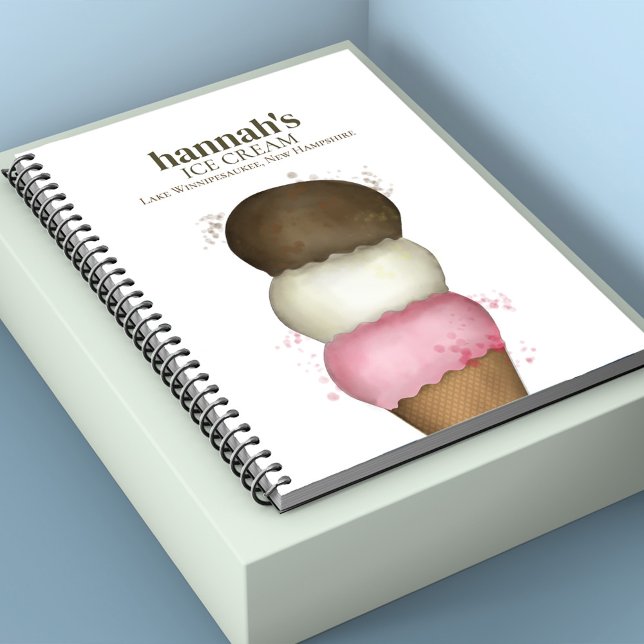 Simple Ice Cream Shop Anpassningsbar Business Anteckningsbok (Business ice cream cone custom notebook)