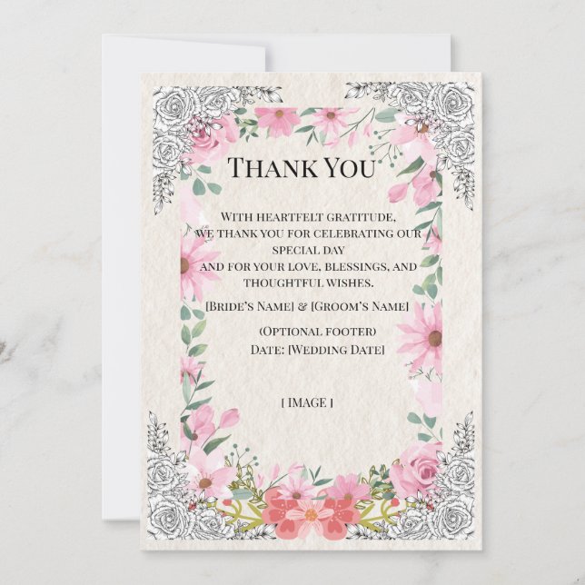 Simple Indian Wedding Thank You Card | Elegant  Tack Kort (Framsida)