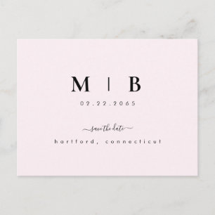 Simple Initialer Swash Rosa Bröllop spara datum Vykort