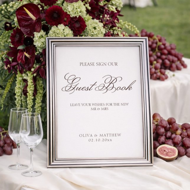 Simple Ivory and Brown Wedding Guest Book Poster (Skapare uppladdad)