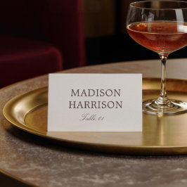 Simple Ivory and Brown Wedding Place Card DIY Inbjudningar