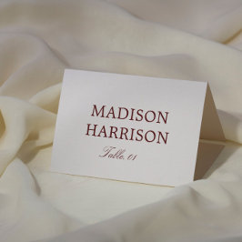Simple Ivory and Burgundy Wedding Place Card DIY Inbjudningar