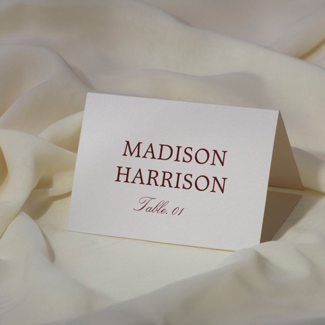 Simple Ivory and Burgundy Wedding Place Card DIY Inbjudningar (Skapare uppladdad)