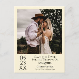 Simple Ivory Cream Bröllop spara datum Photo Vykort