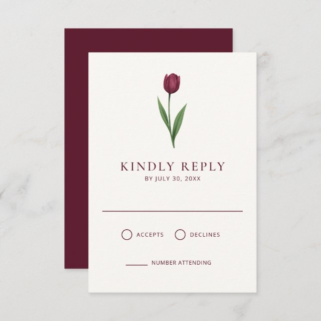 Simple Ivory Minimal Tulip Wedding OSA Kort (Fram/baksida)