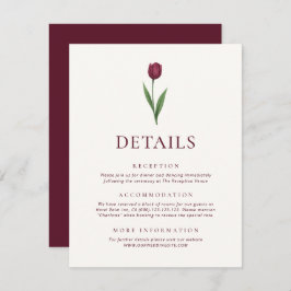 Simple Ivory Minimalist Tulip Wedding Details Tilläggskort
