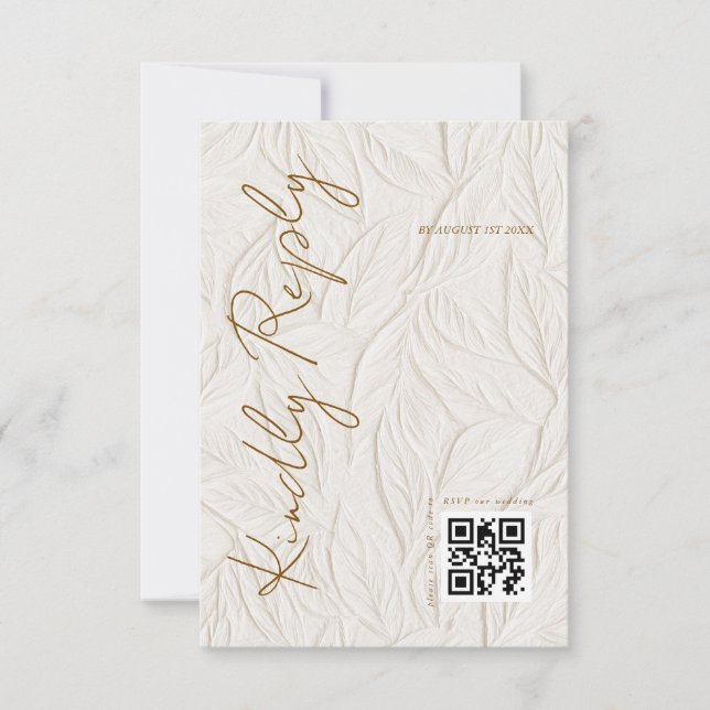 Simple Ivory Print Wedding QR code OSA Kort (Framsida)