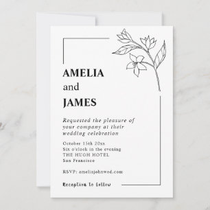 Simple Jasmine Löv Black White Typewriter Bröllop Inbjudningar