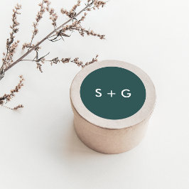 Simple Jasper Grönt Bröllop Monogram Runt Klistermärke