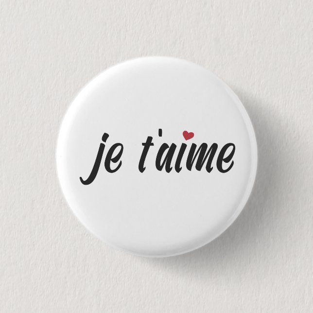 Simple Je T'aime I Kärlek You Valentine | PIN-knap Knapp (Framsida)