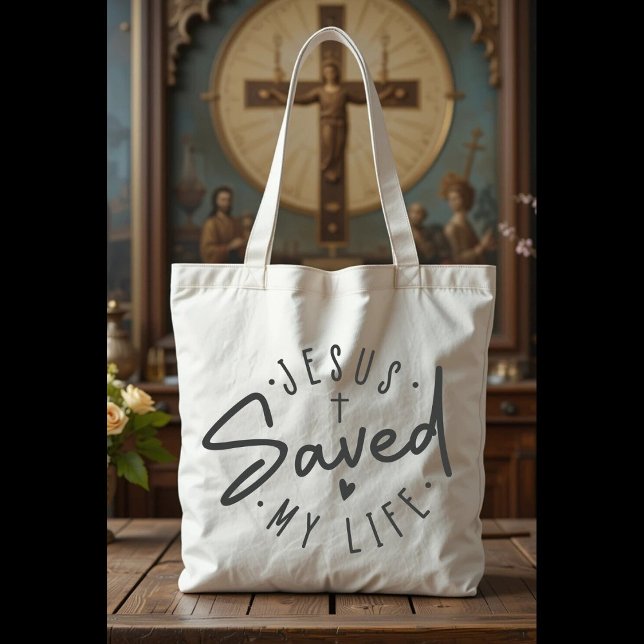 Simple Jesus räddade mitt liv Tote Bag Tygkasse (Skapare uppladdad)