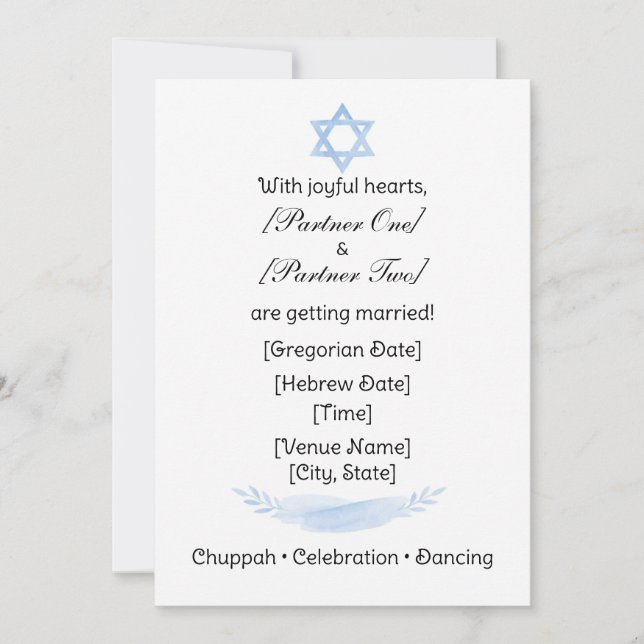 Simple Jewish Star Invitation Inbjudningar (Framsida)