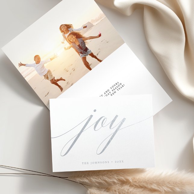 Simple Joy | Helgdag Photo Silver Folierat Kort (Skapare uppladdad)