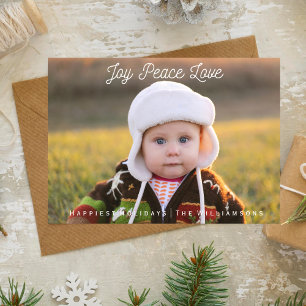 Simple Joy Peace Kärlek Hand-letted Helgdag Photo Julkort