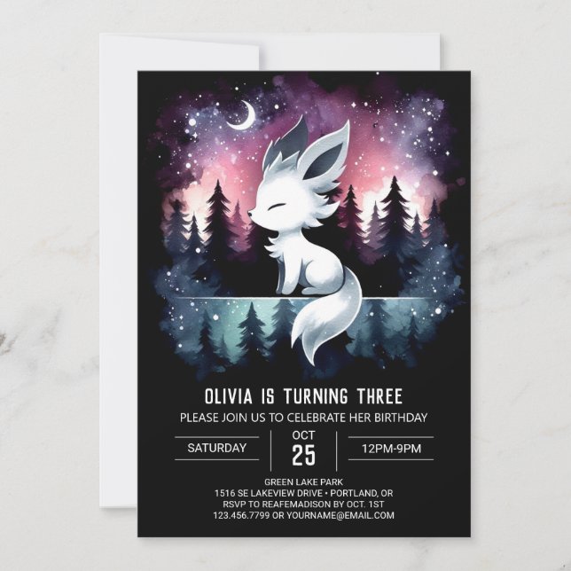 Simple Jungle Varg Birthday Inbjudningar (Framsida)